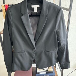 H&M Black Single-Button Notch Lapel Blazer